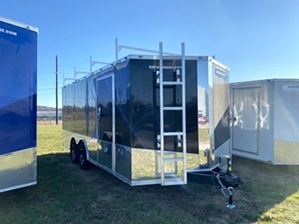 Enclosed Trailer With Ladder Racks  Enclosed Trailer With Ladder Racks. Ladder racks roof mounted, mag wheels, and chrome trim package. 
